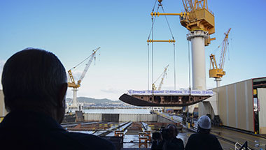 The keel laying ceremony for the first ship of The Ritz-Carlton Yacht Collection.