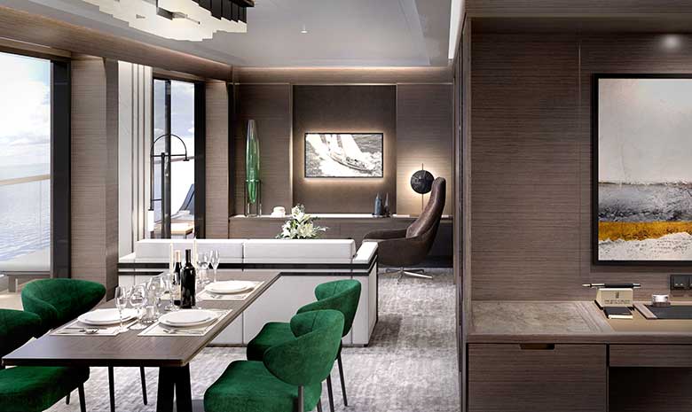 The grand suite living area.