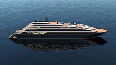 A rendering of the inaugural yacht of The Ritz-Carlton Yacht Collection.