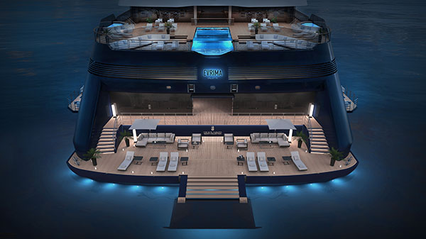 The inaugural yacht of The Ritz-Carlton Yacht Collection, Evrima.