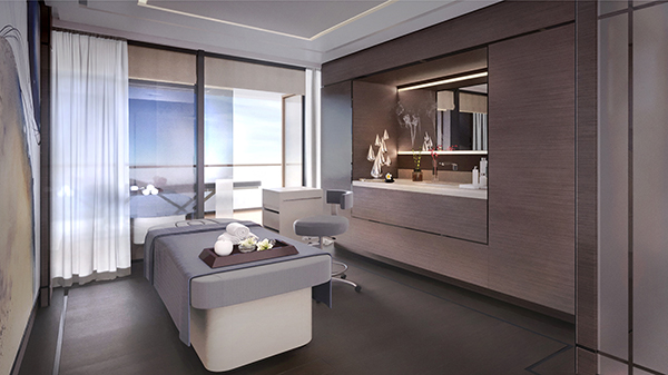 A treatment room on board The Ritz-Carlton Yacht Collection yacht's spa.