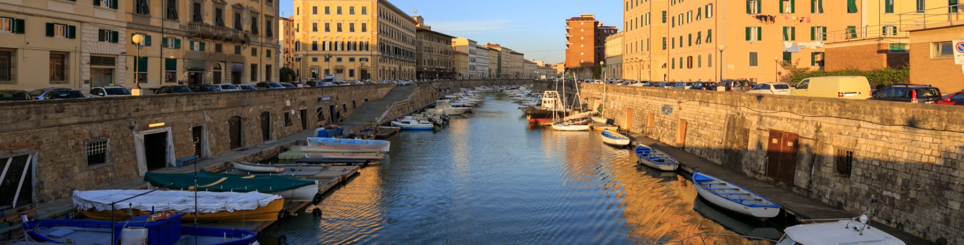 A water channel in historic Livorno, Italy.