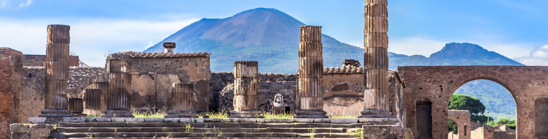 Excavated ruins of the Temple of Apollo in Pompeii.
