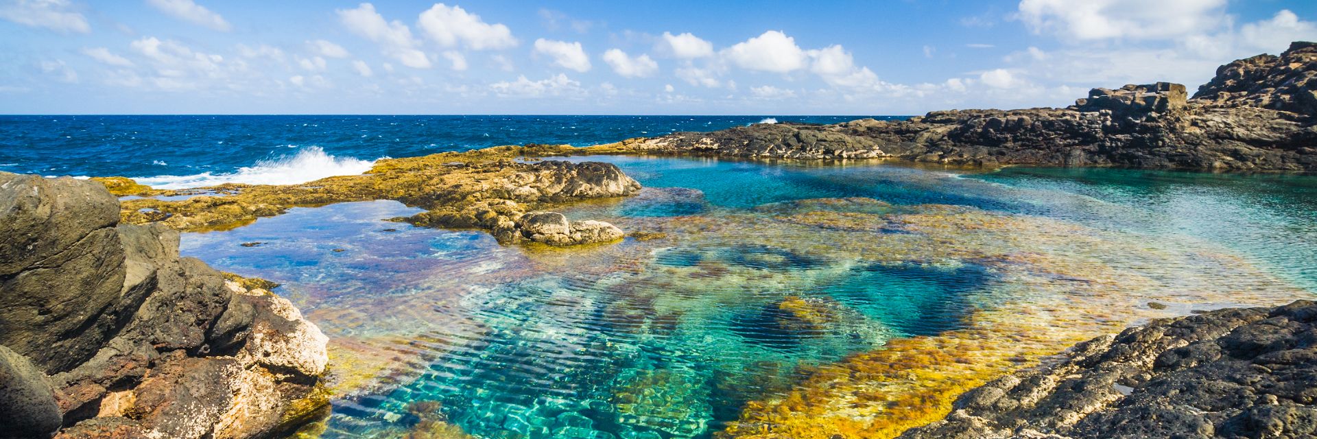 Incredible natural pool at the coastside of Lanzarote, on the water.