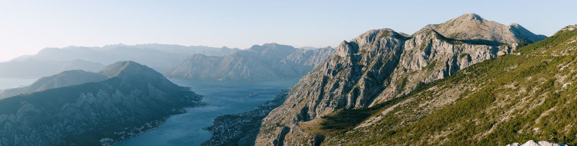 Water flows through the rocky mountainside. 