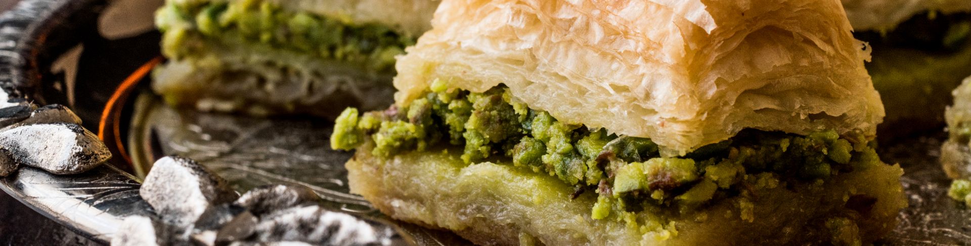 A close up view of the traditional Turkish dessert, Baklava.