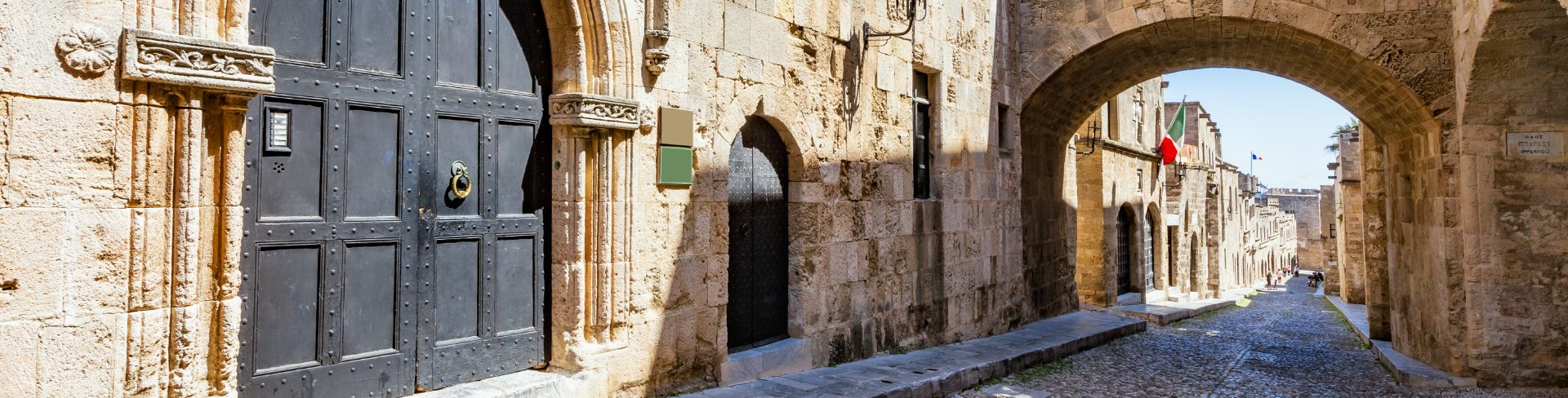 A medieval street in Old Town Rhodes, Greece.