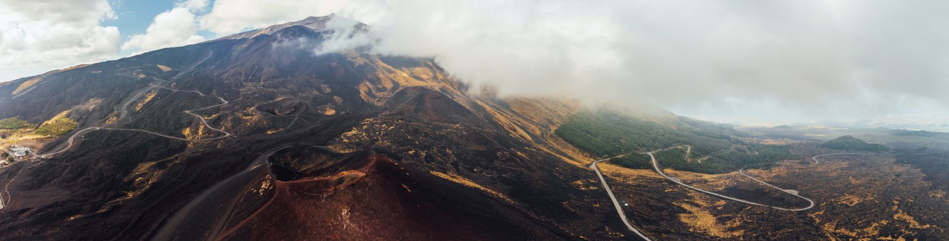 An aerial view of Mount Etna.