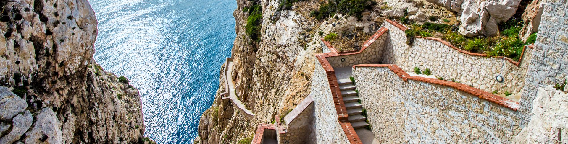 Neptune's Grotto and Punta Giglio located in Alghero, Italy. 