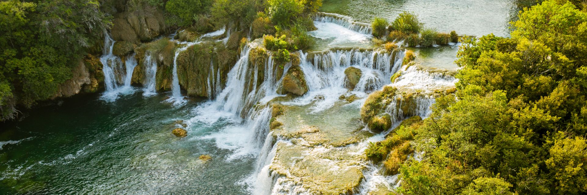 A natural waterfall in the forest of Šibenik, Croatia. 