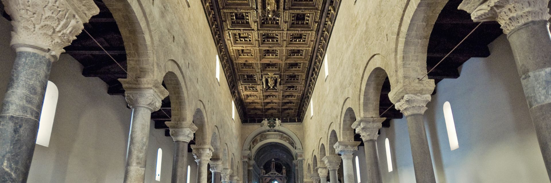 The interior of the cathedral of San Cataldo, a church in Taranto, Italy.