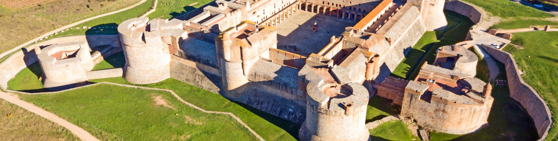 An aerial view of Fortresse de Salses.