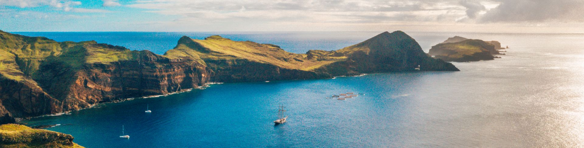 The aerial view of Ponta de Sao Lourenco on the island of Madeira.