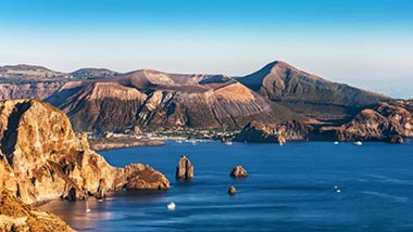 Lipari's stunning blue waters and rocky coast.