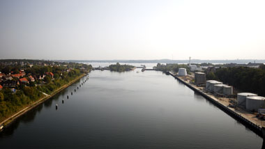 An aerial view of the Kiel Canal.