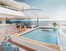 large swimming pool on the yacht suitable for sunbathing and relaxation