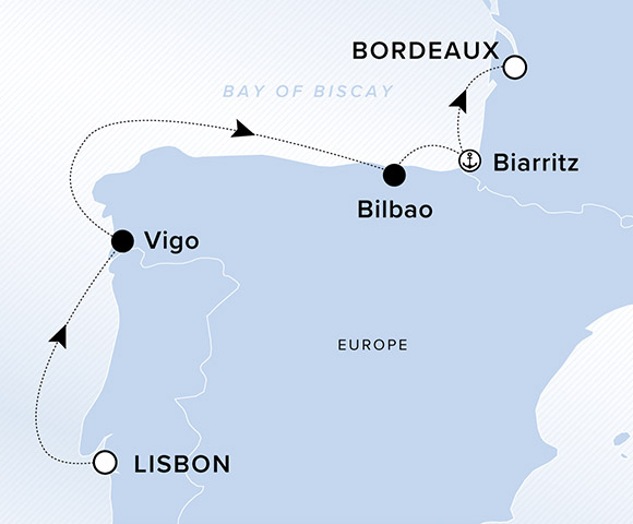 Voyage map Lison to Bordeaux.